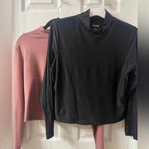 Bundle Wild Fable Mock Neck Long Sleeve Buttery Soft Shirts Black & BlackBerry